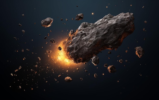 Foto hemelse inslag massieve asteroïden komeet of meteoriet geïsoleerd op wit