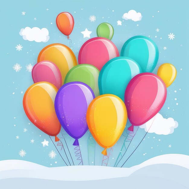 Hemelse viering Grillige ballonnen die in de lucht dansen