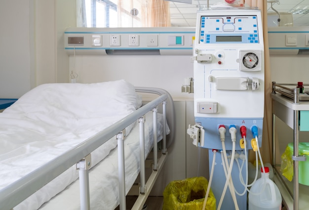 Photo hemodialysis machine in an hospital ward.