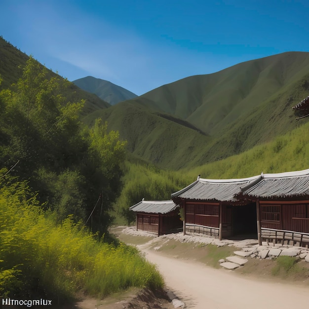 Photo hemu village is one of the three extinct tuva villages in china