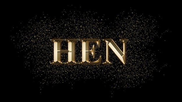 HEN Gold Text Effect Gold text with sparks Gold Plated Text Effect animal name