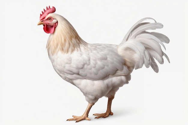 A hen on White Background Generative Ai