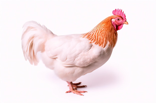 Hen on a white background