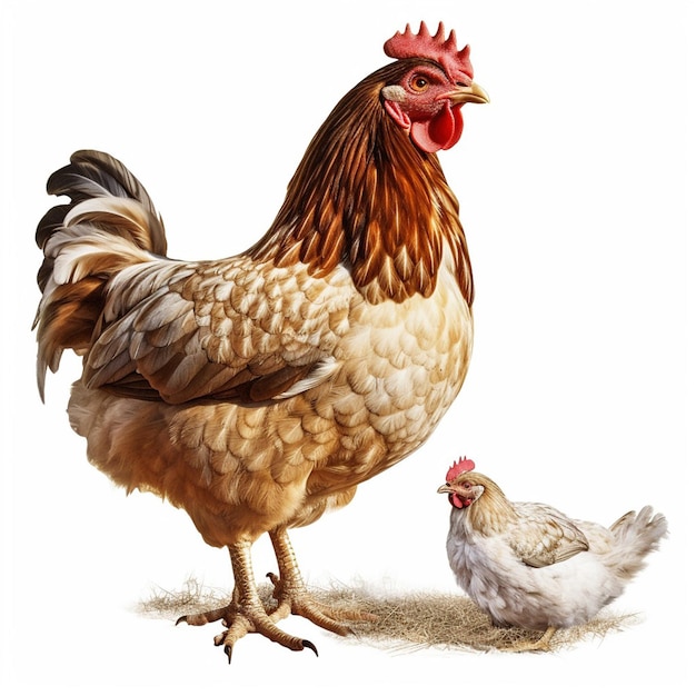 鶏と鶏 PNG 白背景