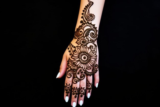 Photo henna mehandi design indian pakistani style ornament happy moments pattern ar