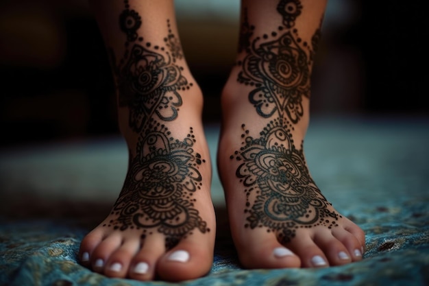 Henna tattoo-ontwerp te voet Generatieve AI