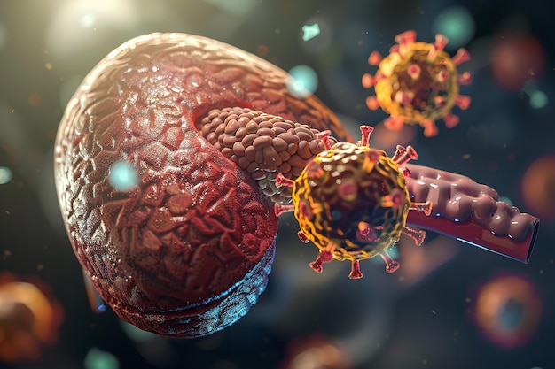 Photo hepatitis b virus anatomy in humans a 3d illustration generative ai