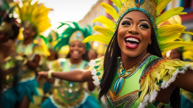 Photo her beauty enchants all shot of a samba dancer performing in a carnival