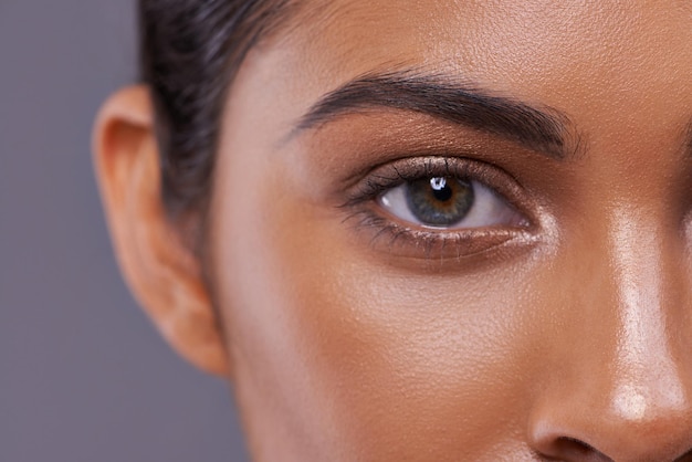 Her eyes can light up the room Closeup portrait of a beautiful young woman in the studio