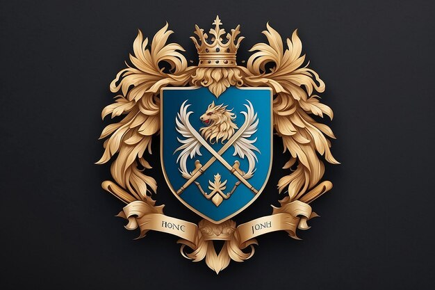 Foto template del logo dello stemma araldico onore e lignaggio