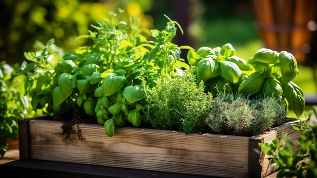 Photo herb garden in a backyard