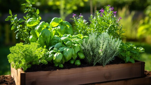 Photo herb garden in a backyard