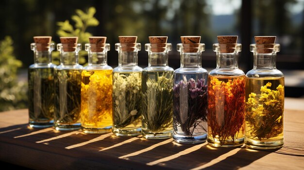 Herb oil bottles Generative Ai