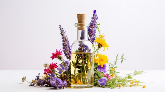 Herb oil bottles homeopathy herbsGenerative AI