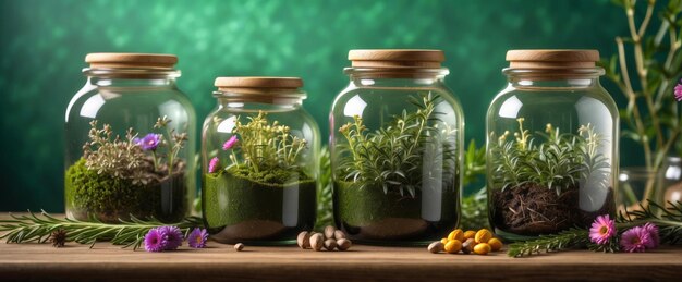 Photo herbal apothecary aesthetic jars