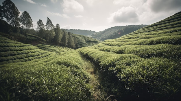 緑茶畑の風景 - 自然の美しさを生み出す