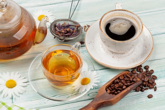 Herbal tea and espresso coffee