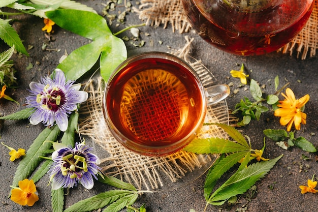 Herbal tea from the leaves of the passion flower