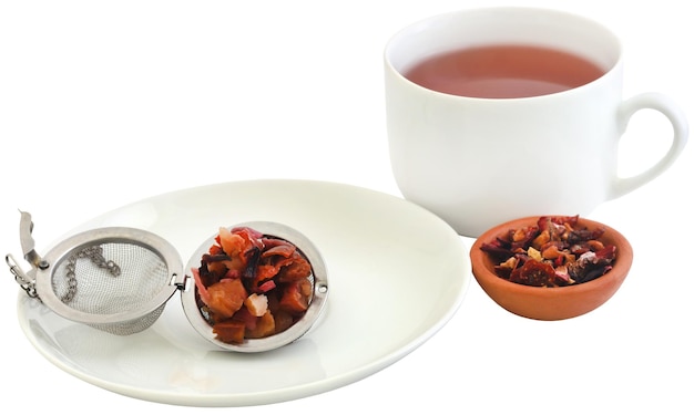 Herbal tea of roselle rose hips and apple