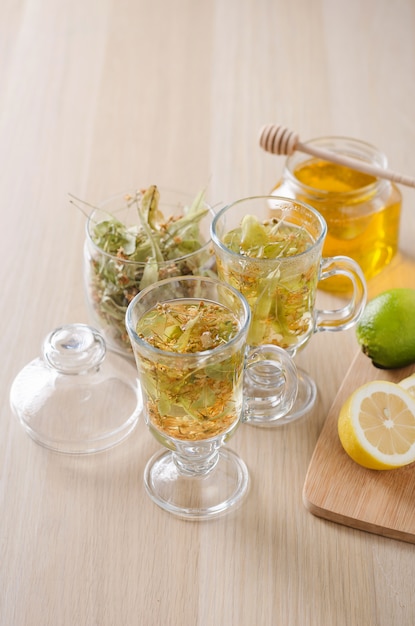 Herbal tea with lemon and honey