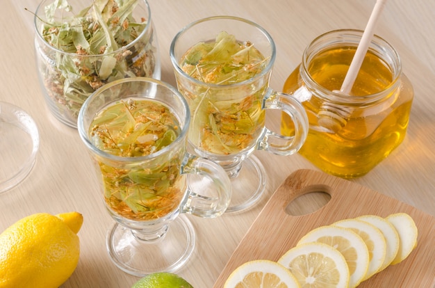 Herbal tea with lemon and honey