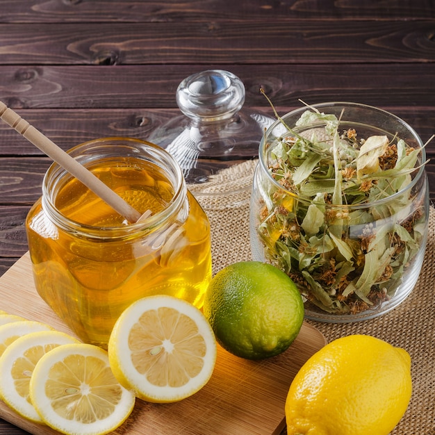 Herbal tea with lemon and honey