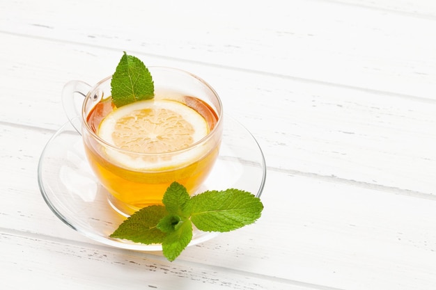 Herbal tea with mint and lemon Tea cup