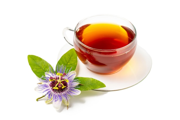 Herbal tea with passiflora caerulea plant