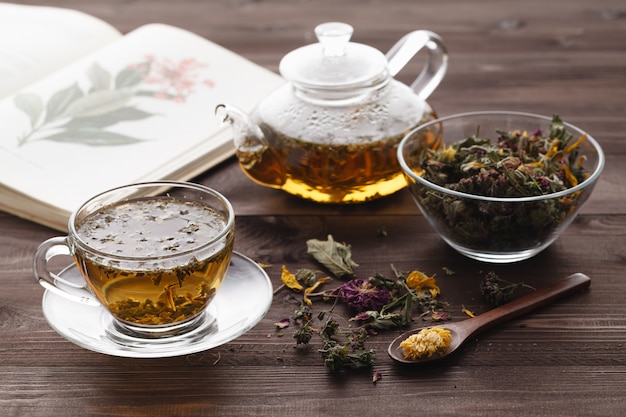 Herbal tea with rose buds