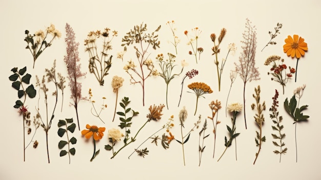 Herbarium of plants and flowers The beauty of the natural world