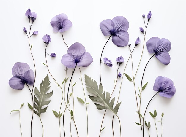 Herbarium van vioolbloemen