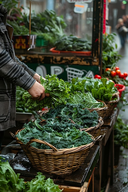 Foto agricoltori erbivori che vendono verdure biologiche in un mercato tradizionale e culturale vegetariano foto