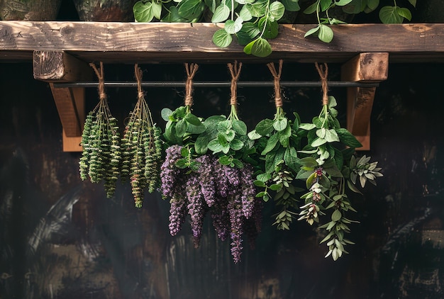 A herbs hanging from line Natural medicine