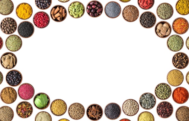 herbs and spices for Indian food Seasoning isolated on white background