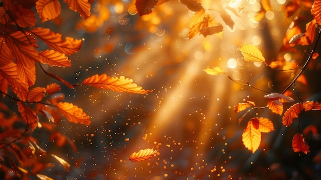 Herbstliche Pracht in der Natur leuchtende Farbenpalette goldenes Sonnenlicht AI Generative