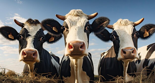 Herd of cows in a meadow on a sunny summer day