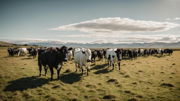 herd cows on new zealand grass field