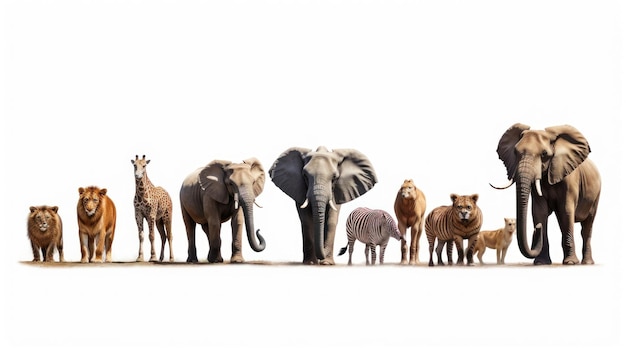 Photo a herd of elephants and elephants are standing in front of a white background.