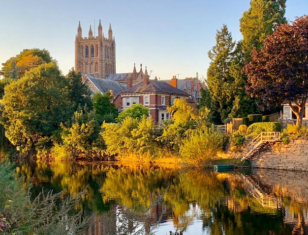 Hereford kathedraal en de rivier de Wye