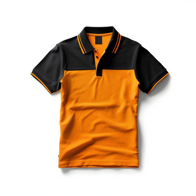 Heren korte mouw oranje en zwarte polo t-shirt voorkant