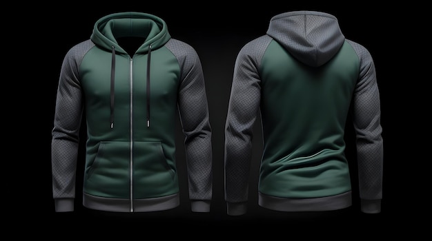 herenhoodie met capuchon voor en achter voor uw ontwerpmodel om af te drukken