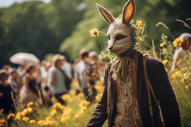 Foto herenkostuum voegt een levendige twist toe aan het ierse zomerfolkfestival