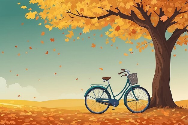 Herfst achtergrond met een boom en een fiets Vector