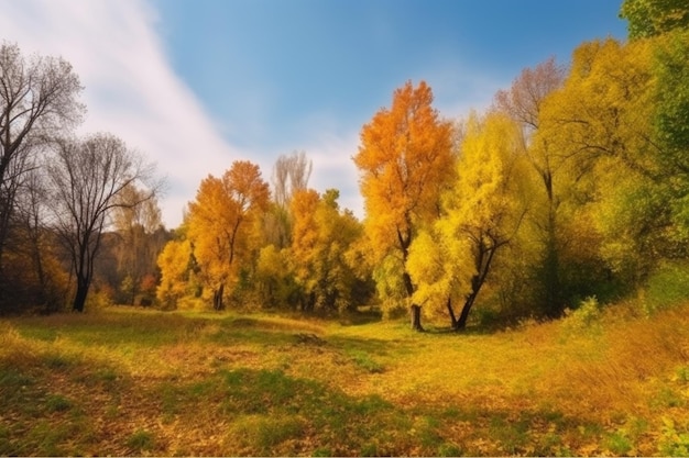 Herfst bomen in het bos behang