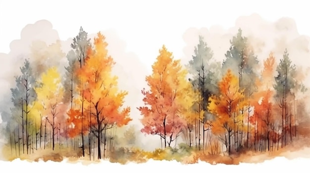 Herfst bos aquarel op canvas vectorillustratie