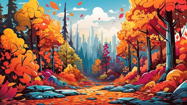 Herfst bos illustratie