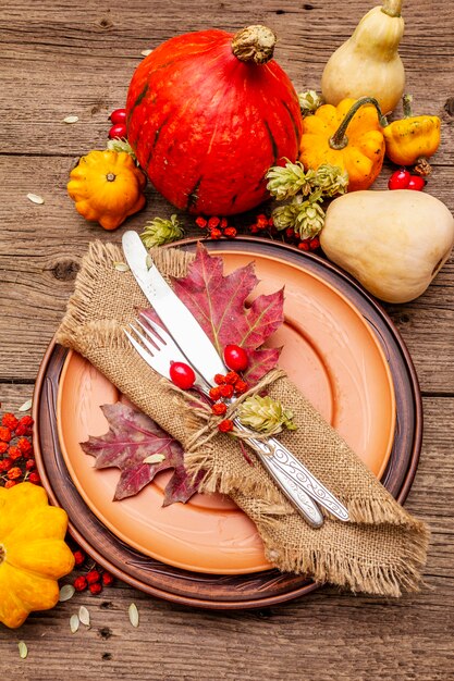 Herfst en Thanksgiving diner couvert