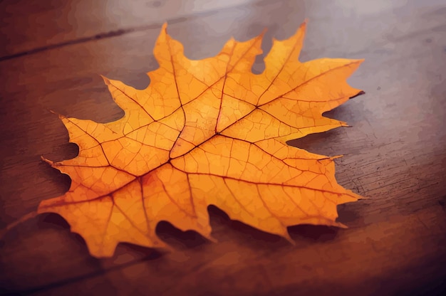 Herfst esdoornblad op houten tafel achtergrondstructuur