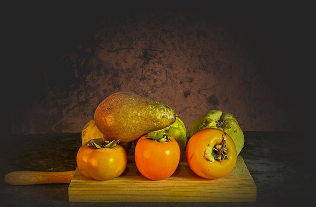 Herfst fruit bodebon op de keukentafel