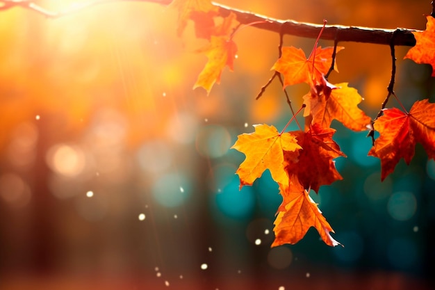 Herfst gekleurde heldere bladeren zwaaiend op een boom in de herfst park Kleurrijke herfst achtergrond vallen achtergrond